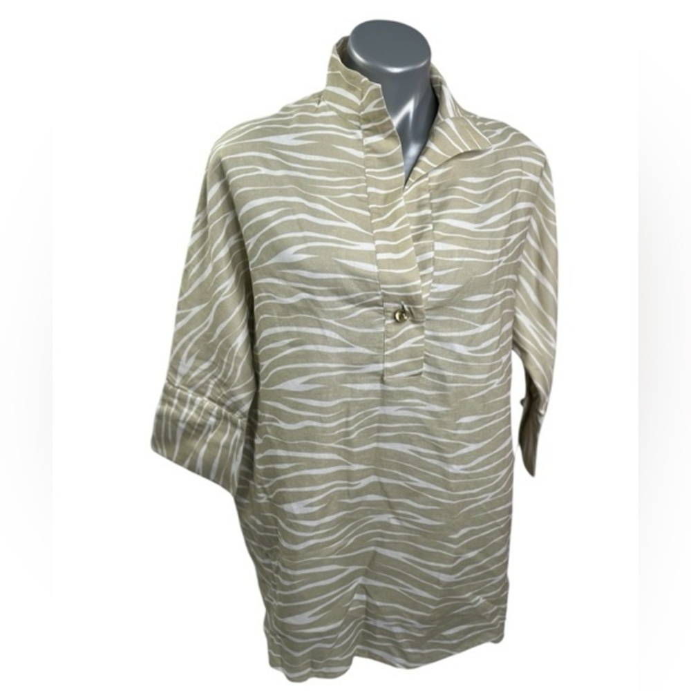 Tuckernuck Zebra Print Tunic Top cotton linen mix, EUC, fully lined